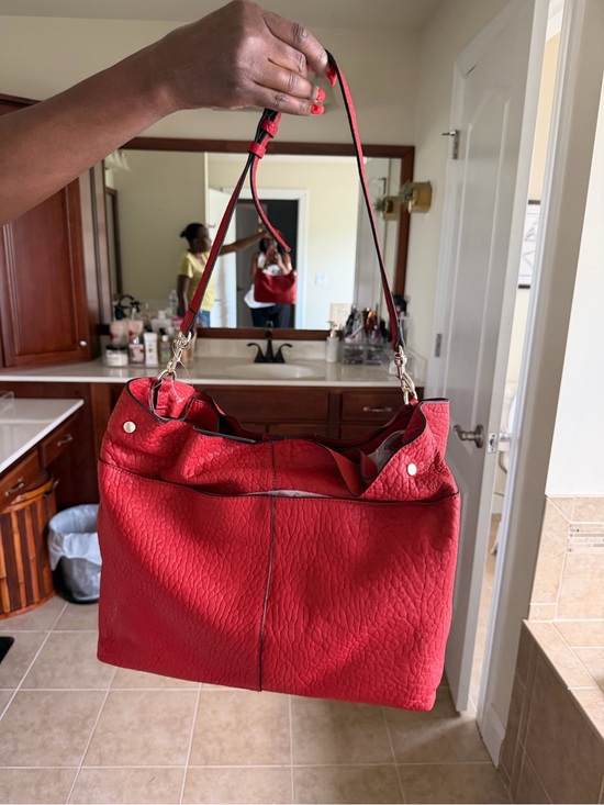 Vince Camuto Handbags - Vince Camuto Red Textured Hobo Shoulder Bag